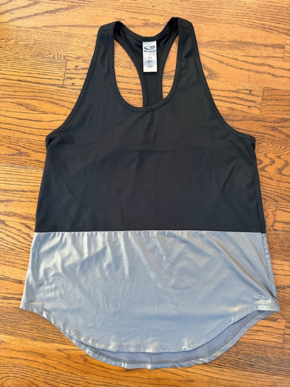 Champion Black and Silver Colorblock Racerback Performance Tank